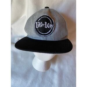 Bro+Bow Gray w Black Flatbill  Kids Adjustable Snap Back Ball Cap